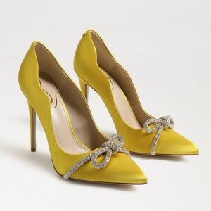 Sam Edelman Deela Pointed Toe Heel Ochre Satin Size 6.5 NWT